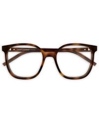 Saint Laurent - Tortoiseshell-Effect Square-Frame Glasses - Lyst