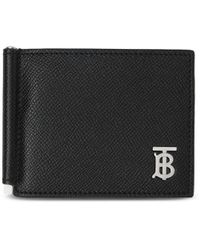 Burberry - Logo Money Clip Leather Wallet - Lyst