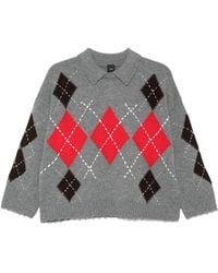 Pinko - Argyle-Pattern Collared Sweater - Lyst