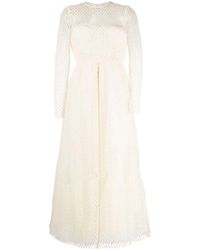 RED Valentino - Mesh Long-Sleeve Midi Dress - Lyst