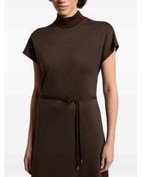 Peserico - Belted High-Neck Midi Dress - Lyst