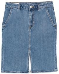 GANT - Front-Slit Denim Midi Skirt - Lyst