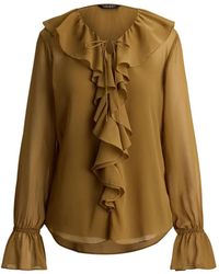 Ralph Lauren - Ruffle-Trim Crinkle Blouse - Lyst