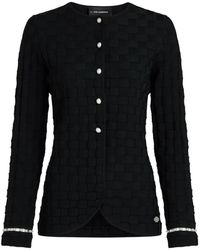 KARL LAGERFELD - Pearl-Embellished Basket-Weave Cardigan - Lyst