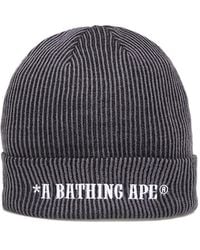 A Bathing Ape - Ribbed Logo Beanie Hat - Lyst