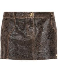 Amiri - Cracked-Leather Mini Skirt - Lyst