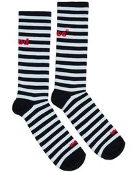 UNNA - Gestreifte R Socken Mit Logo-Stickerei - Lyst