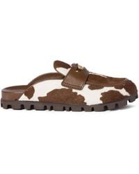 Miu Miu - Band Logo-Coin Calf Hair Mules - Lyst