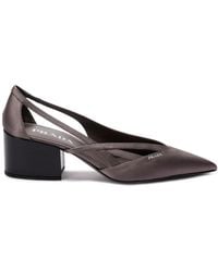 Prada - 55Mm Satin Cut-Out Pumps - Lyst