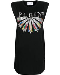Philipp Plein - Embellished Logo-print T-shirt Dress - Lyst