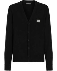 Dolce & Gabbana - Cashmere And Wool Cardigan With Branded Tag - Lyst