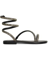 Fusion - Crystal-Embellished Wrap-Around Sandals - Lyst