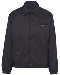 Prada - Logo-Plaque Button-Up Jacket - Lyst