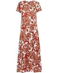 La DoubleJ - Swing Botanical-print Silk Dress - Lyst