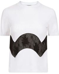 Nina Ricci - Lace-Insert Cotton T-Shirt - Lyst
