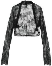 Alberta Ferretti - Lace-Floral Cropped Jacket - Lyst