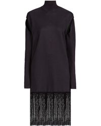 Ferragamo - Short dress with cut out and fringe detail - Lyst