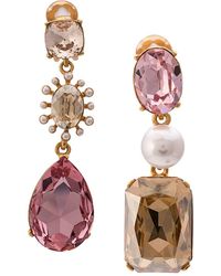 Oscar de la Renta Embellished Drop Earrings - Pink