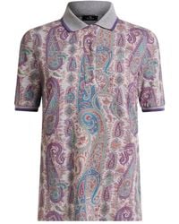 Etro - Leafy Paisley-Motif Cotton Polo Top - Lyst