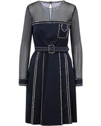 Prada - Chiffon Mini-Jurk Verfraaid Met Kristallen - Lyst