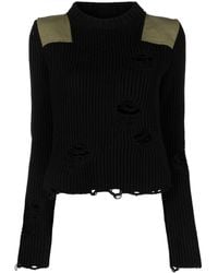 MM6 by Maison Martin Margiela - Distressed Ribbed Jumper - Lyst