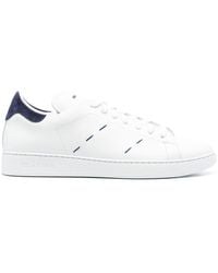 Kiton - Contrast-stitching Leather Low-top Sneakers - Lyst