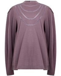 Alberta Ferretti - Open-Knit Long-Sleeve Sweater - Lyst
