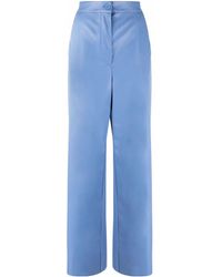 MM6 by Maison Margiela - Blue Faux-leather Straight-leg Trousers - Lyst
