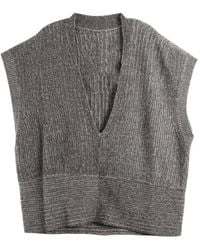 Ziggy Chen - Ribbed-Knit V-Neck Sleeveless Sweater - Lyst