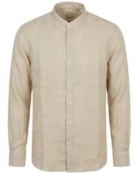 120% Lino - Band-Collar Linen Shirt - Lyst