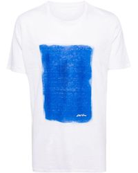 120% Lino - Leinen-T-Shirt mit Malerei-Print - Lyst