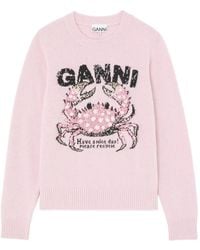 Ganni - Crab-Intarsia Sweater - Lyst