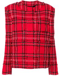 MSGM - Check Tweed Jacket - Lyst