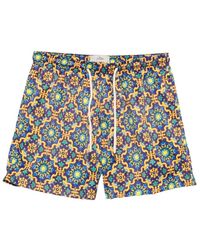 Peninsula - Geometric-Print Drawstring Swim Shorts - Lyst