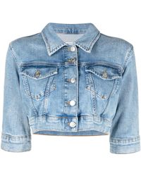 Moschino Jeans - Cropped Denim Jacket - Lyst