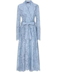 Dolce & Gabbana - Floral Cordonetto Lace Trench Coat With Dg Logo - Lyst