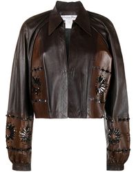 Dior Cropped-Lederjacke - Braun