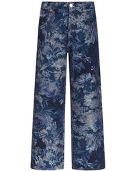 Etro - Weite Jeans mit Jacquard-Blumenmuster - Lyst