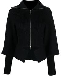 ANDREADAMO - Ribbed-Knit Zip-Up Cardigan - Lyst