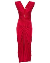 Versace - Vestido Fruncido Con Botones Medusa - Lyst