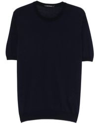 Tagliatore - Short-Sleeved Sweater With Ribbed Edges For - Lyst