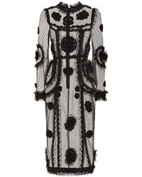 Dolce & Gabbana - Robe mi-longue ajustée à effet de transparence - Lyst