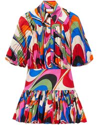 PUCCI - Robe Courte Froncée À Imprimé Abstrait - Lyst