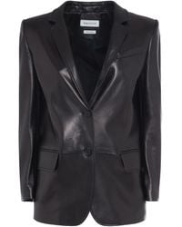 McQueen - Single-Breasted Leather Blazer - Lyst