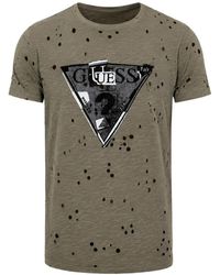 Guess - Logo-Print Perforated-Detailing T-Shirt - Lyst