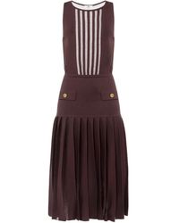 Elisabetta Franchi - Gebreide Semi-Doorzichtige Jurk Met Pooien - Lyst