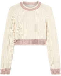 Palm Angels - Zopfmuster-Pullover Mit Gebogenem Logo - Lyst