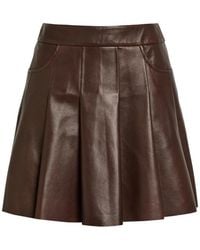 Nour Hammour - Pleated Leather Mini Skirt - Lyst
