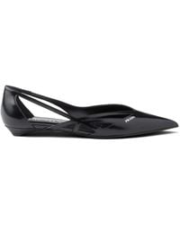 Prada - Leather Cut-Out Ballerinas - Lyst