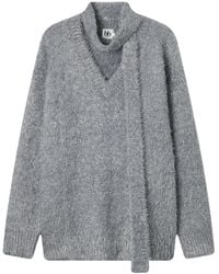 B+ AB - V-Neck Attached-Scarf Sweater - Lyst